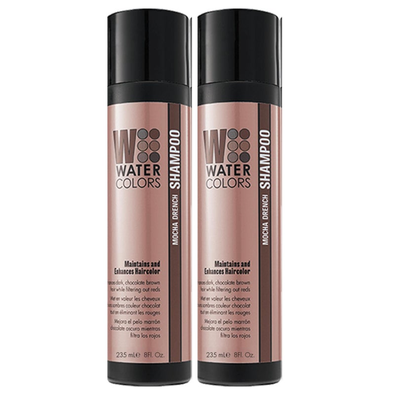 Watercolors by Tressa 3in1 Color Depositing Shampoo Semi Permanent Hair Color Hair Dye Shampoo for Curly Dry and Normal Hair 8 fl oz  MOCHA DRENCH 2 Count